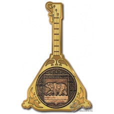 Магнит из бересты Нефтеюганск-Герб балалайка золото